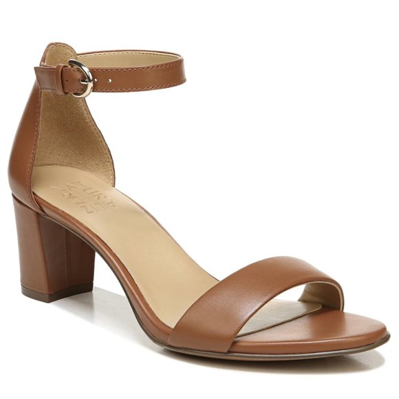 10W 10 W WIDE WIDTH Naturalizer Women's Vera Brown Leather Dress Sandals Heels - Picture 1 of 14
